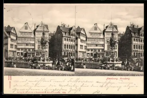 Stereo-AK Hamburg, Markt auf dem Messberg