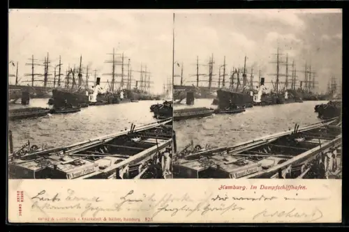 Stereo-AK Hamburg, Partie im Dampfschiffhafen