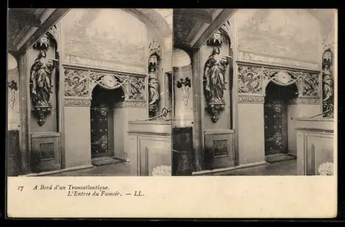 Stereo-AK A Bord d`un Transatlantique, L`Entrée du Fumoir