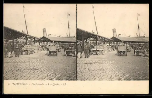 Stereo-AK Christiania / Oslo, Les Quais, Norwegen