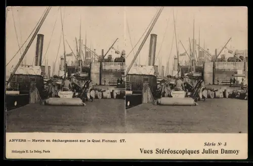 Stereo-AK Anvers, Navire en déchargement sur le Quai Flottant