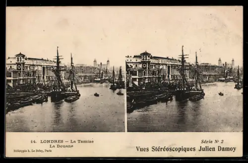 Stereo-AK London, The Thames, The Custom House