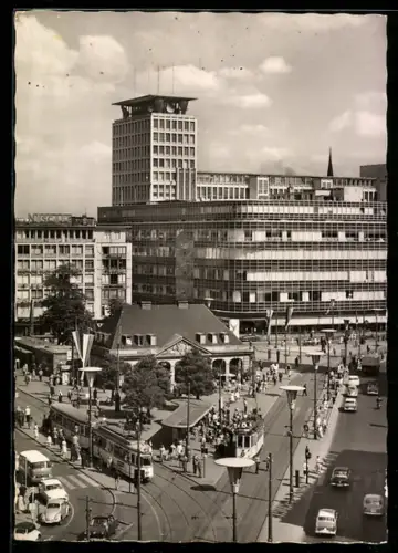 AK Frankfurt am Main, Partie an der Hauptwache mit Strassenbahnen