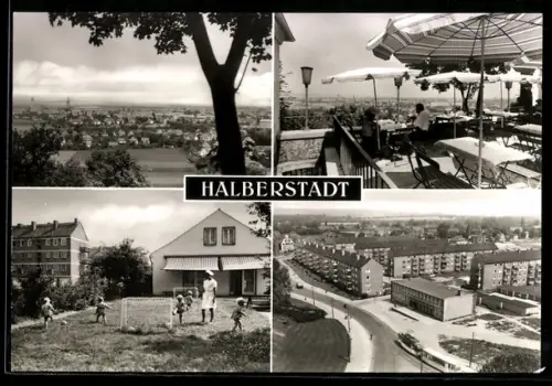 AK Halberstadt, Kindergrippe Weingarten, Hoher Weg, Blick von den Spiegelbergen