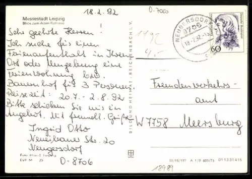 AK Leipzig, Ortspartie mit Altem Rathaus und Messeamt