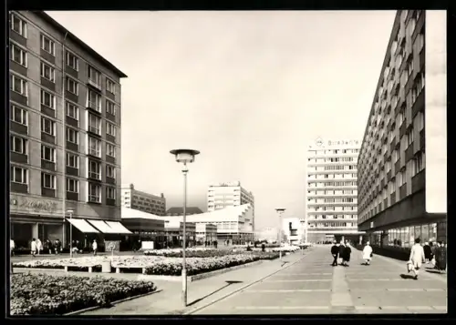 AK Leipzig, Partie am Sachsenplatz mit Grünanlagen