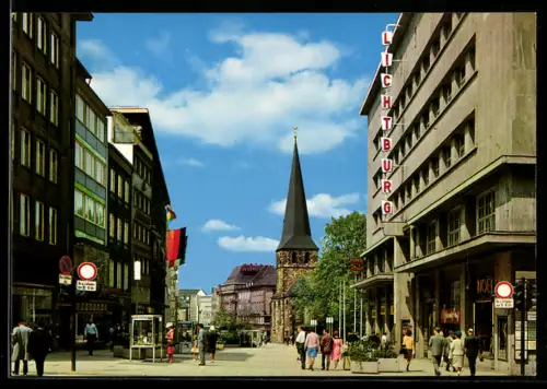 AK Essen, Partie in der Kettwiger Strasse mit Ladengeschäften