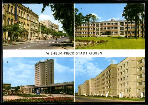AK Guben, Keltenborner Strasse, Wilhelm-Pieck-Strasse & Schule