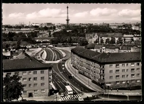AK Berlin-Halensee, Vogelschau auf die Schnellstrasse