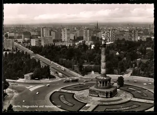AK Berlin-Tiergarten, Siegessäule und Hansaviertel aus der Vogelschau