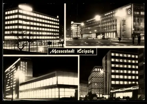 AK Leipzig, Hochhaus VEB Chemieanlagen, Hauptpost am Karl-Marx-Platz, Brühl