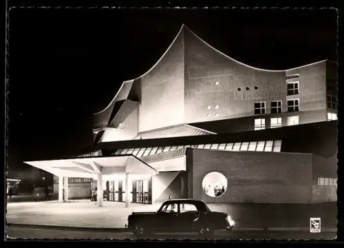 AK Berlin, Philharmonie in nächtlicher Beleuchtung