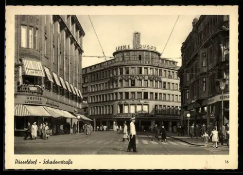 AK Düsseldorf, Geschäfte und Kino Creme Mouson in der Schadowstrasse
