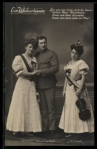 AK Ein Walzertraum, Leis, ganz leise klingt`s durch den Raum..., Operettendarsteller_Innen