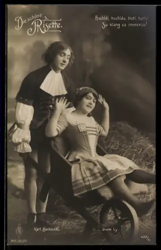 AK Die schöne Risette, Huchldi, huchlda.., Karl Bachmann u. Grete Ly, Szenenbild