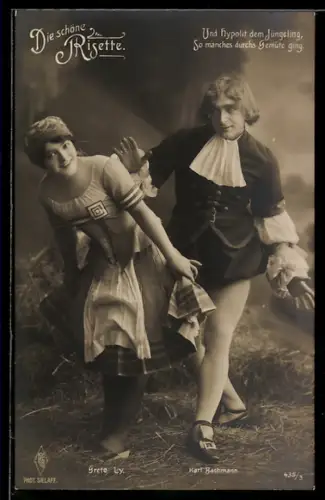 AK Operette Die schöne Risette, Darsteller Grete Ly und Karl Bachmann