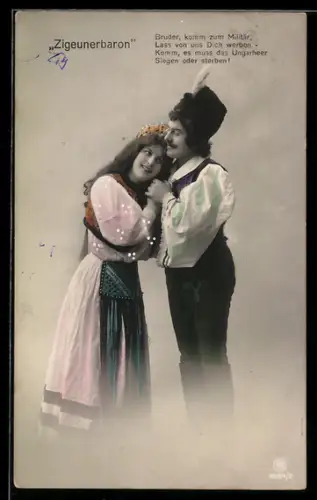 AK Zigeunerbaron, Bruder, komm zum Militär..., Liebespaar