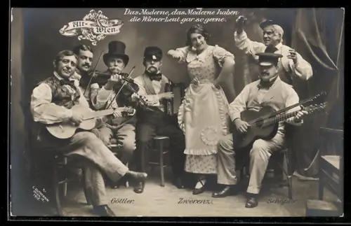 AK Alt-Wien, Das Moderne..., Musikanten, Szenenbild