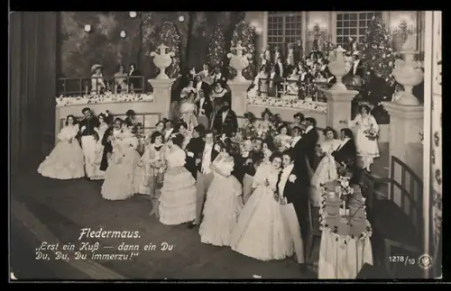 AK Fledermaus, Erst ein Kuss..., Ballszene, Tanzpaare