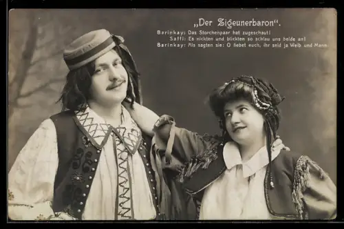 AK Der Zigeunerbaron, Das Storchenpaar hat zugeschaut...