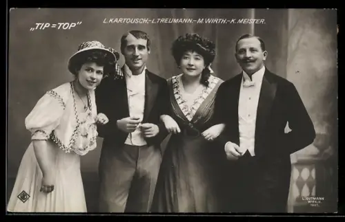 AK Tip-Top, Schauspieler Kartousch, Treumann, Wirth u. Meister, Gruppenbild