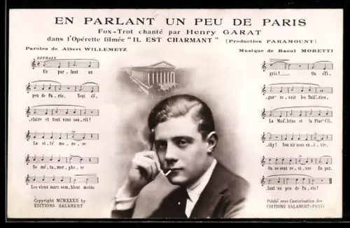 AK En Parlant un peu de Paris, Fox-Trot chanté par Henry Garat