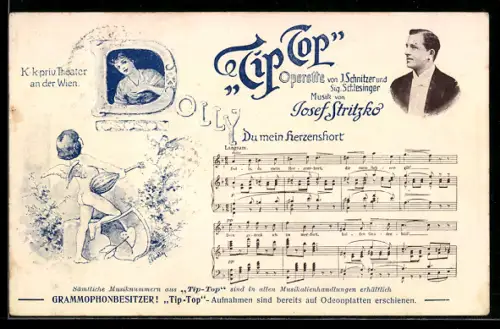 AK Operette Tip Top, Du mein herzenshort, Amor mit Mandoline