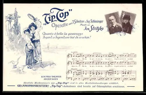 AK Tip Top Operette von Schlesiger und Stritzko, Jugend wie bist du so schön