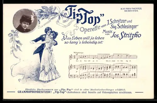 AK Tip Top Operette von Schlesiger und Stritzko, Das Leben will ja leben...