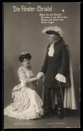 AK Szene mit Christel und Josef II. in der Operette Die Förster-Christel