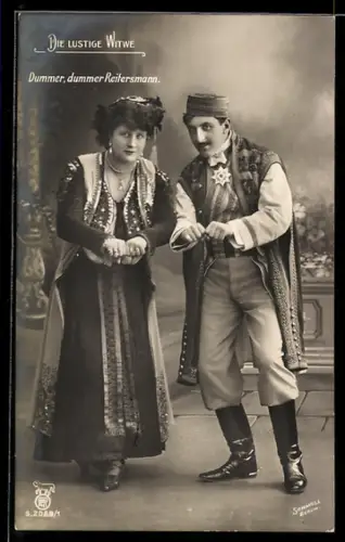 AK Operette Die lustige Witwe, Dummer, dummer Reitersmann