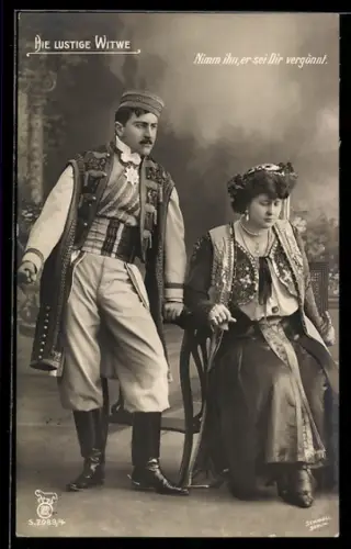 AK Szene aus der Operette Die lustige Witwe