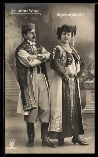 AK Operette Die lustige Witwe, Wo gehn wir jetzt hin?