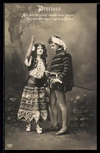 AK Operette Preciosa, Frau deutet zum Himmel Nur der Himmel fügt das Ende!