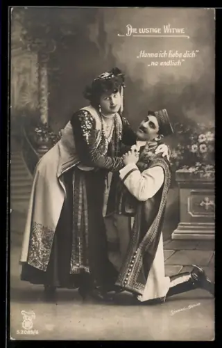 AK Die lustige Witwe, Operette von Franz Léhar, Hanna ich liebe dich - Na endlich