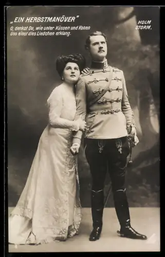 AK Operette Ein Herbstmanöver, Holm und Storm in Bühnenkostümen
