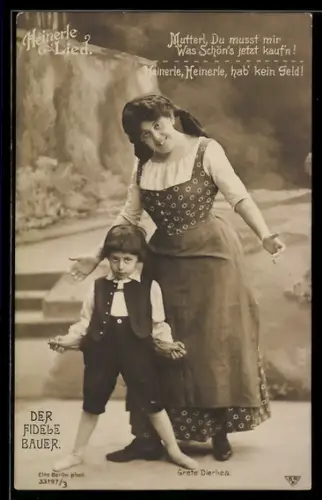 AK Szene aus der Operette Der fidele Bauer, Schauspieler singen das Heinerle Lied