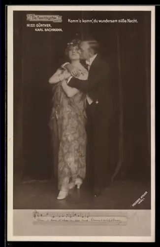 AK Schauspieler Mizzi Günter und Karl Bachmann in der Operette Die Faschingsfee