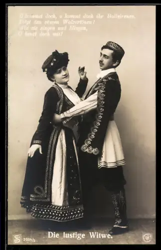 AK Die lustige Witwe, O kommet doch..., Operettendarsteller_In