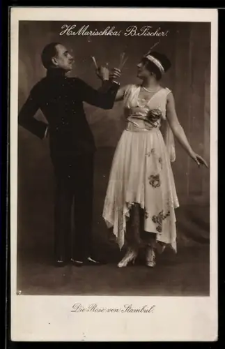 AK Die Rose von Stambul, Sänger Marischka und Sängerin Fischer, Operette