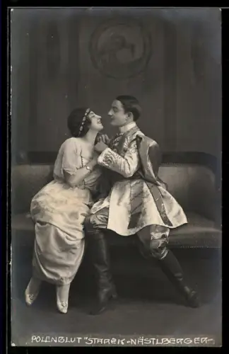 AK Schauspieler Starek und Nästlberger in einer Szene der Operette Polenblut