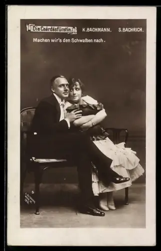 AK Operette Die Csárdásfürstin, K. Bachmann & S. Bachrich in Kostümen