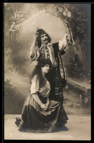 AK Operette Der Zigeunerbaron, Mit Sternengold so reich besäet..., Szenenbild