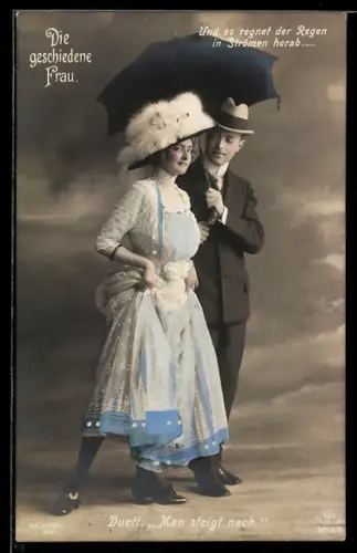 AK Szene aus der Operette Die geschiedene Frau, Duett: Man steigt nach