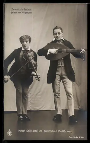 AK Bummelstudenten, Ballade vom Geigerchen, Mit Oscar Sabo und Carl Clewing, Operette