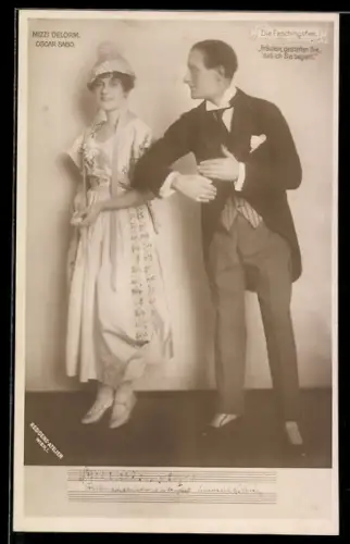 AK Schauspielerin Mizzi Delorm und Schauspieler Oscar Sabo in der Operette Die Faschingsfee