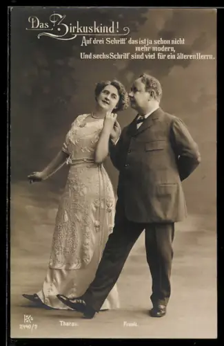 AK Operette Das Zirkuskind mit Tharau und Frank, Auf drei Schritt` das ist ja schon...
