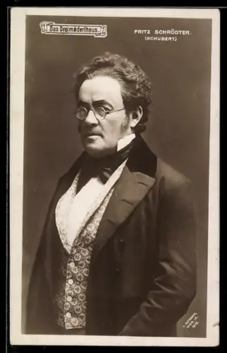 AK Schauspieler Fritz Schrödter als Schubert in der Operette Das Dreimäderlhaus