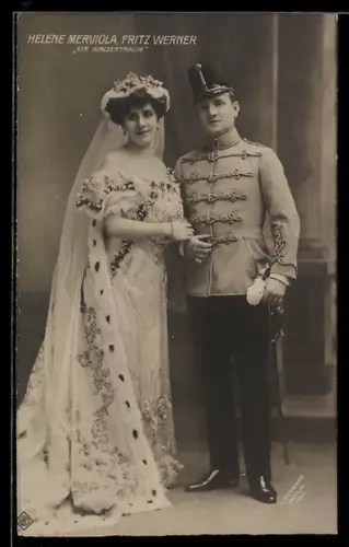 AK Operette Ein Walzertraum, Mizzi Zwerenz und Fritz Werner in Bühnenkostümen