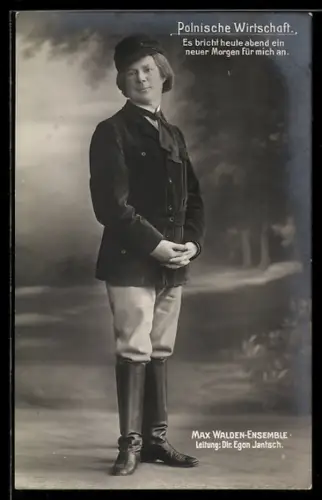 AK Max Walden-Ensemble, Szene aus der Operette Polnische Wirtschaft, Es bricht heute abend...